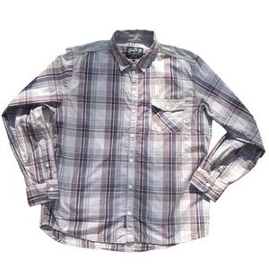 Seven7 Gray Plaid 100% Cotton Long Sleeve Button Up Shirt Men Size XL